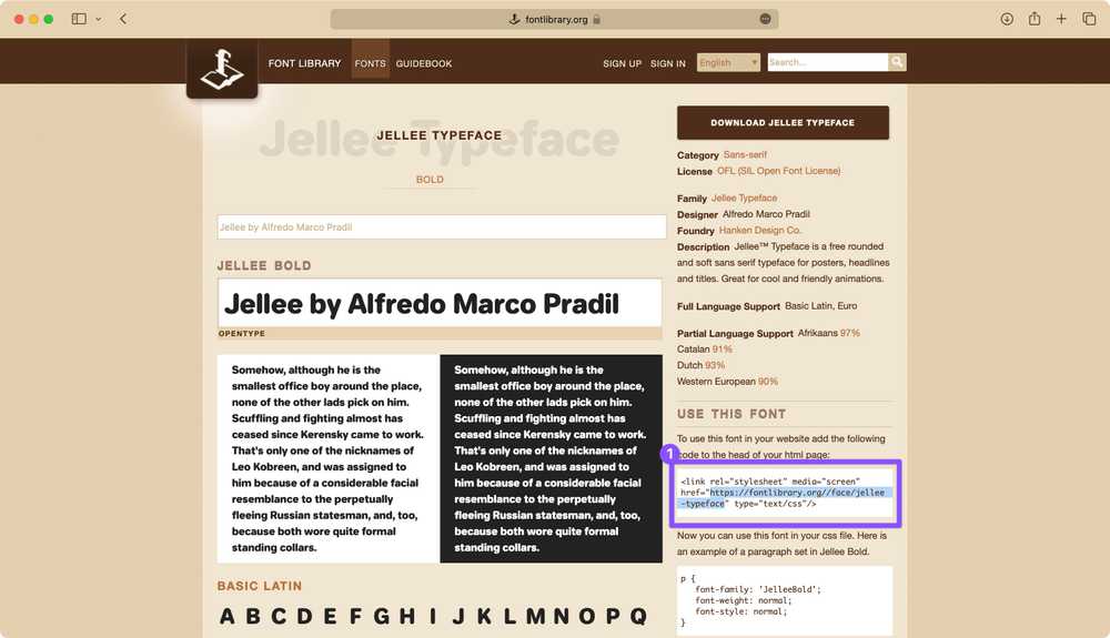 CSS URL from fontlibrary.org